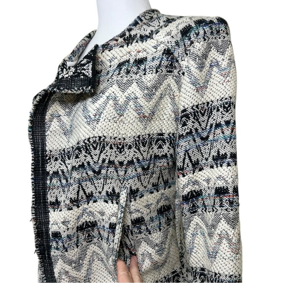 Iro - Women’s ‘Kroe’ Tweed Jacket, Tribal Chevron Print - White Size 36 FR 4 US - Picture 14 of 17